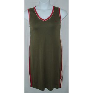 Dark Olive Green Sz Large Casual Wear Soft Stretchy Sleeveless Knee Length Dress
